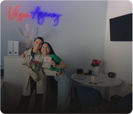 Here we are in 2021, where a client received her visa and decided to come to our office to give us a gift. 