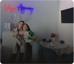 Here we are in 2021, where a client received her visa and decided to come to our office to give us a gift.